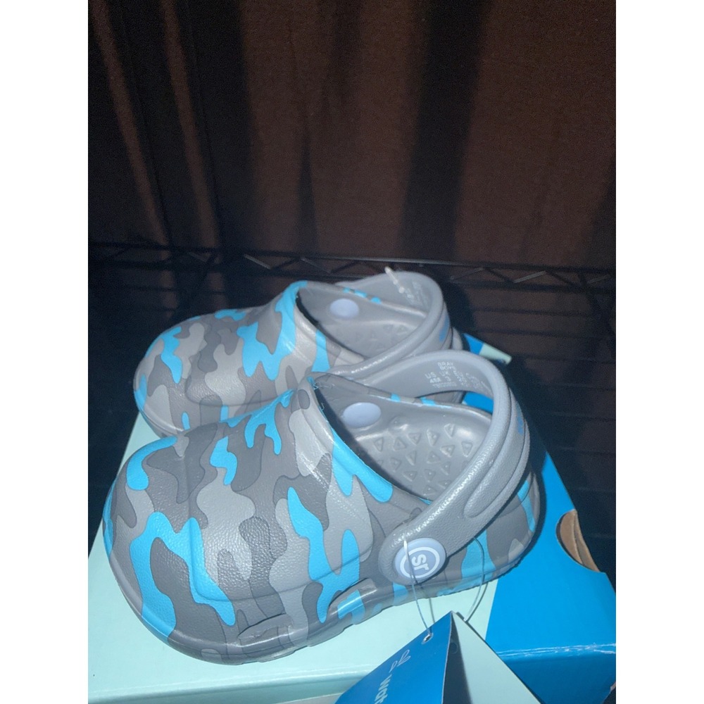 Stride Rite 360 Bray Camo Clogs Blue Grey Kids Size 4M TB020802 Slip On Shoes